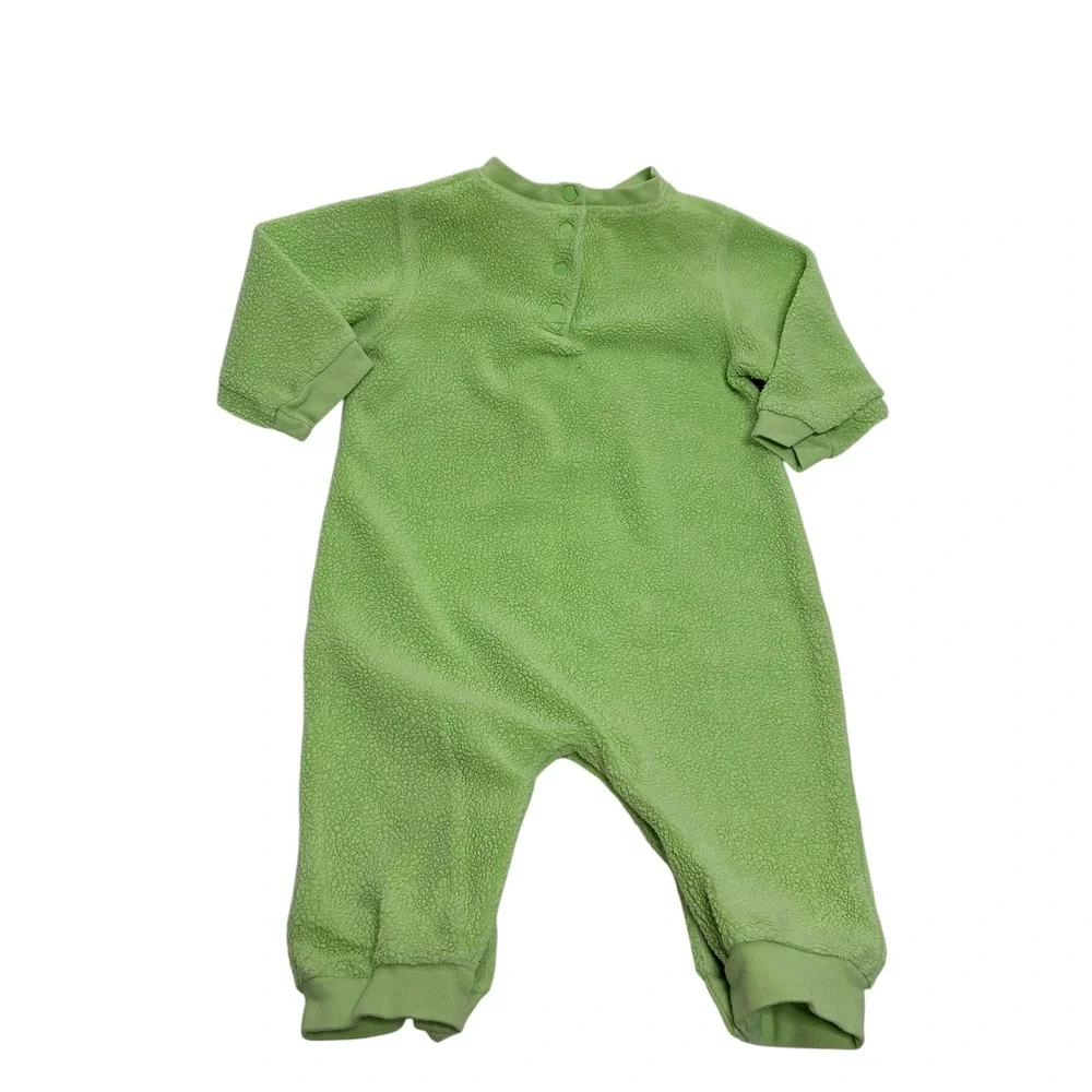 Carter's Kids 3-6M One-Piece Coverall Green Frog Rainy Walk Fleece Snap Romper